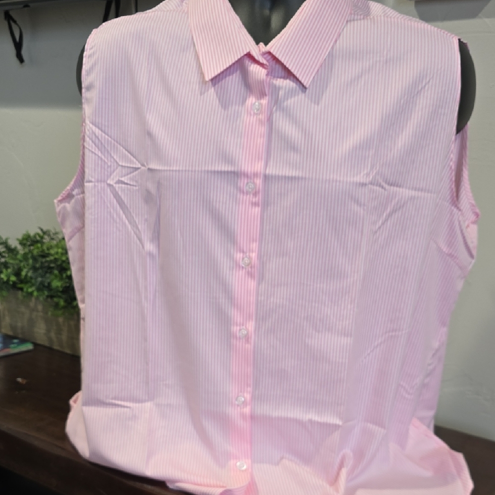 Chic Pink Striped Women's Button Down Shirt